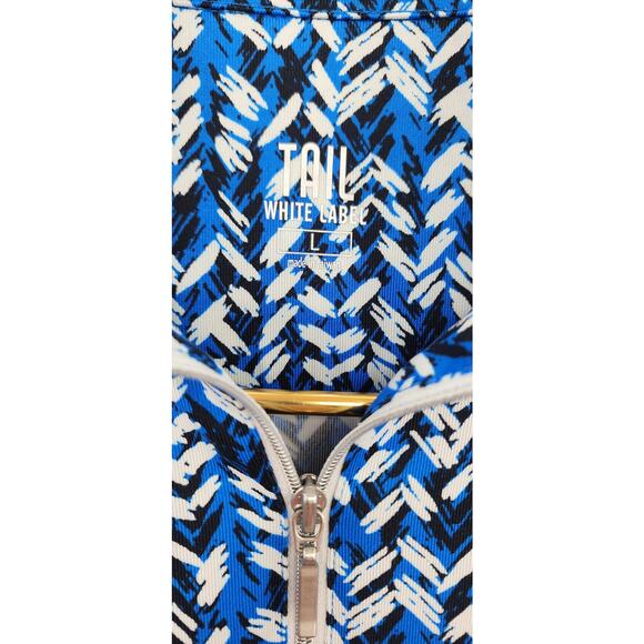 Tail White Lable 1/4 Zip Blue White Black Polo Top Tee Size Large - Picture 6 of 7